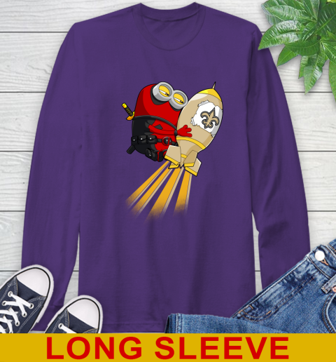 NFL Football New Orleans Saints Deadpool Minion Marvel Shirt Long Sleeve T-Shirt 5