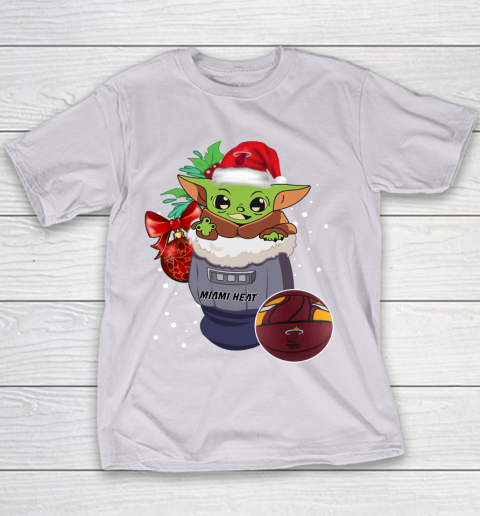 Miami Heat Christmas Baby Yoda Star Wars Funny Happy NBA Youth T-Shirt 5