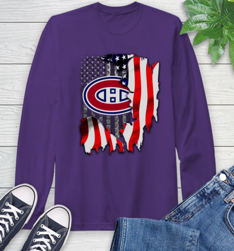 Montreal Canadiens NHL Hockey American Flag Long Sleeve T-Shirt 5