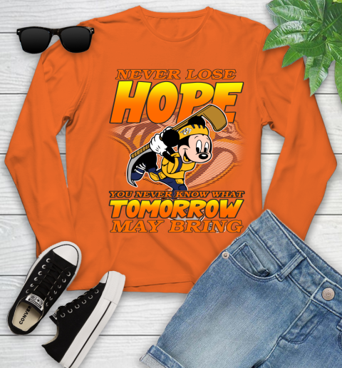 Nashville Predators NHL Hockey ootball Mickey Disney Never Lose Hope Youth Long Sleeve 3