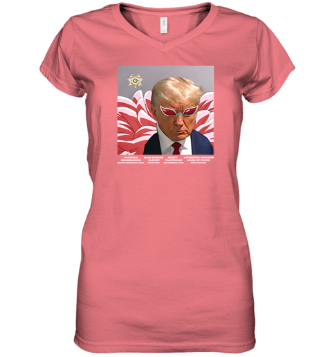 zpzk trump villain parody premium women v neck t shirt 39 front coral