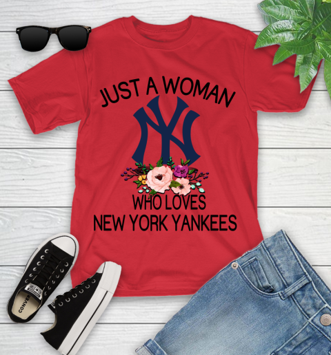 MLB Just A Woman Who Loves New York Yankees Baseball Sports Youth T-Shirt 8