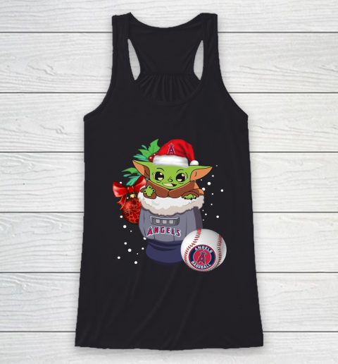 Los Angeles Angels Christmas Baby Yoda Star Wars Funny Happy MLB Racerback Tank