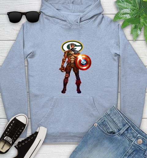 NFL Captain America Marvel Avengers Endgame Football Sports Green Bay Packers Youth Hoodie 10