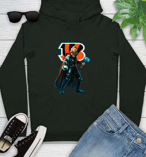 NFL Thor Avengers Endgame Football Cincinnati Bengals Youth Hoodie 13