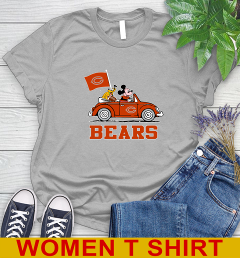 NFL Football Chicago Bears Pluto Mickey Driving Disney Shirt Women's T-Shirt 5