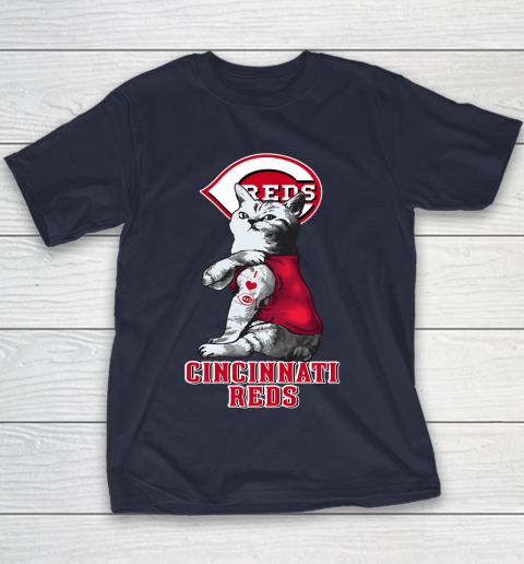 MLB Baseball My Cat Loves Cincinnati Reds Youth T-Shirt 2