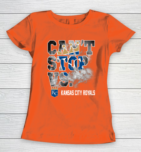 MLB Kansas City Royals Baseball Can't Stop Vs Kansas City Royals Women's T-Shirt 3