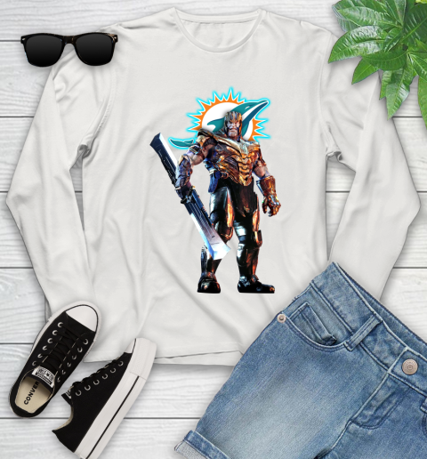NFL Thanos Gauntlet Avengers Endgame Football Miami Dolphins Youth Long Sleeve 12