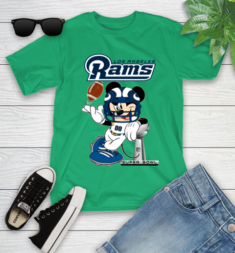 NFL Los Angeles Rams Mickey Mouse Disney Super Bowl Football T Shirt Youth T-Shirt 6