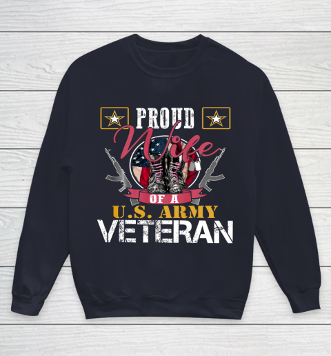 Veteran Shirt Vintage Proud Wife Of A U S Army Veteran Youth Sweatshirt 2