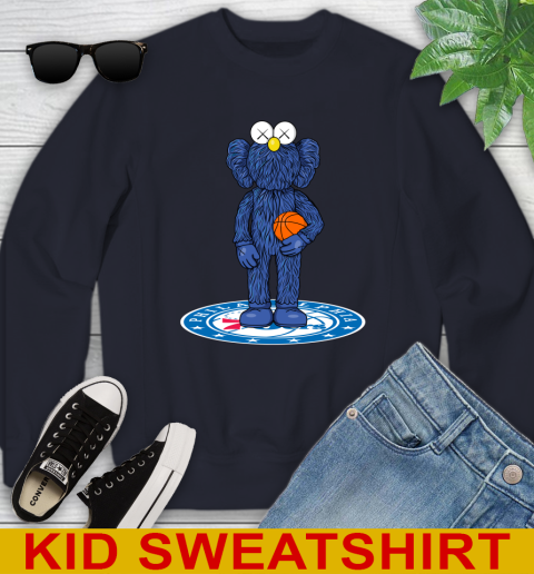 NBA Basketball Philadelphia 76ers Kaws Bff Blue Figure Shirt Youth Sweatshirt 3