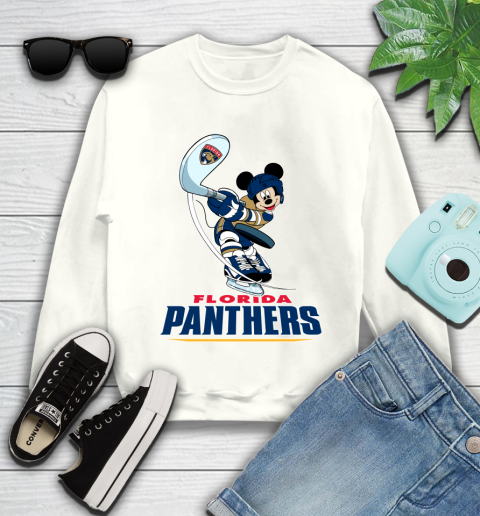 NHL Hockey Florida Panthers Cheerful Mickey Mouse Shirt Youth Sweatshirt 2