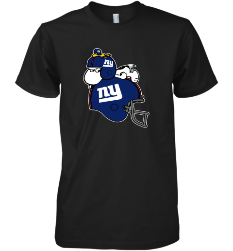 Snoopy And Woodstock Resting On New York Giants Helmet Premium Men's T-Shirt
