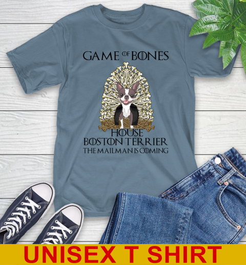 Game of bones house boston terrier dog the mailman is coming tshirt 6
