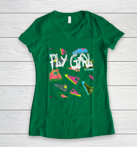 Fly Girl B Girl Old School Hip Hop Women's V-Neck T-Shirt