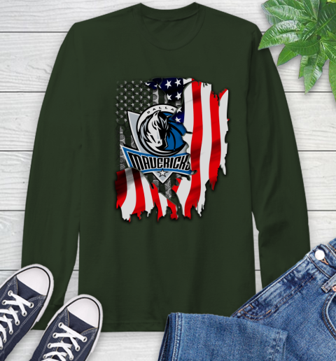 Dallas Mavericks NBA Basketball American Flag Long Sleeve T-Shirt 7