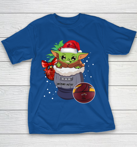 Miami Heat Christmas Baby Yoda Star Wars Funny Happy NBA Youth T-Shirt 8