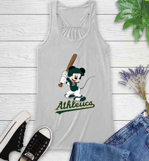 MLB Baseball Oakland Athletics Cheerful Mickey Mouse Shirt Racerback Tank 2