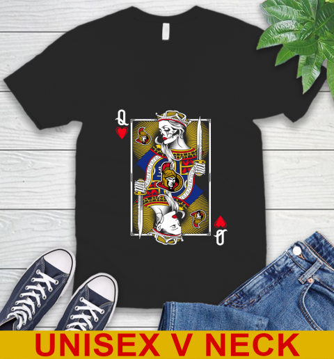 NHL Hockey Ottawa Senators The Queen Of Hearts Card Shirt V-Neck T-Shirt