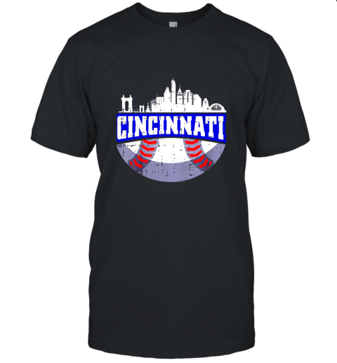 Cincinnati Baseball Skyline Ohio Baseball Player Gift Unisex Jersey Tee