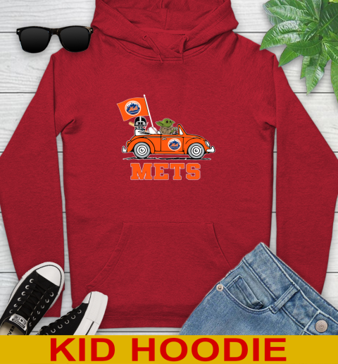 MLB Baseball New York Mets Darth Vader Baby Yoda Driving Star Wars Shirt Youth Hoodie 11