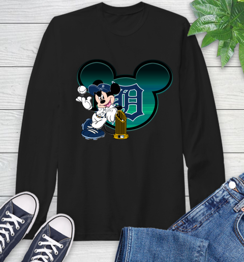 MLB Detroit Tigers The Commissioner's Trophy Mickey Mouse Disney Long Sleeve T-Shirt 2