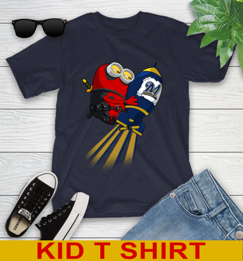 MLB Baseball Milwaukee Brewers Deadpool Minion Marvel Shirt Youth T-Shirt 2