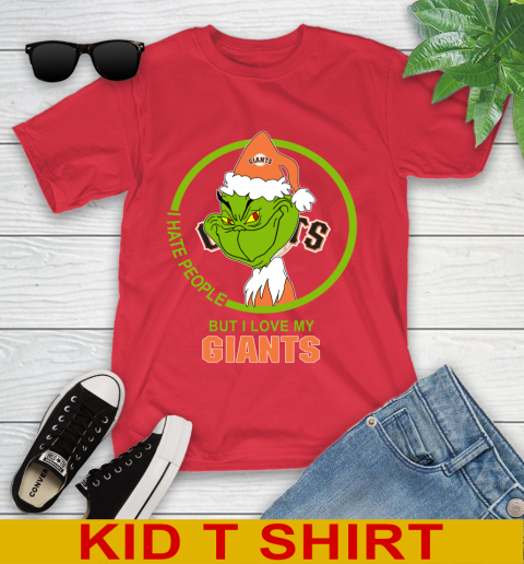 San Francisco Giants MLB Christmas Grinch I Hate People But I Love My Favorite Baseball Team Youth T-Shirt 10