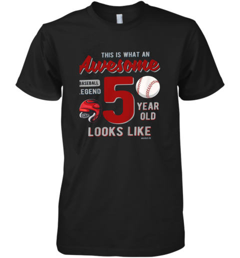 Kids 5th Birthday Gift Awesome 5 Year Old Baseball Legend Premium Men's T-Shirt