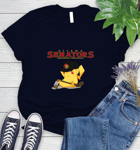 NHL Pikachu Hockey Sports Ottawa Senators Women's T-Shirt 3