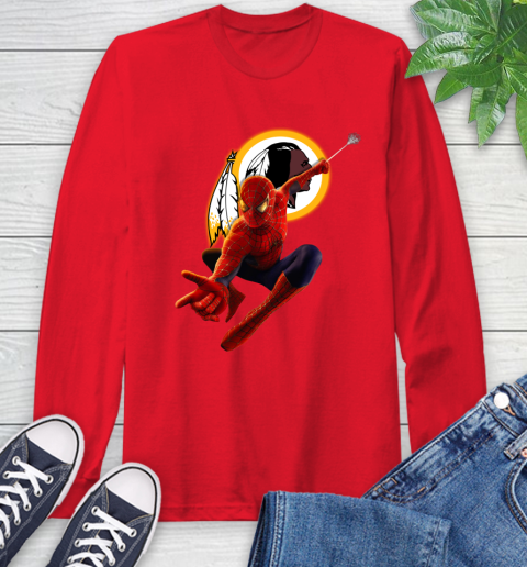 NFL Spider Man Avengers Endgame Football Washington Redskins Long Sleeve T-Shirt 10