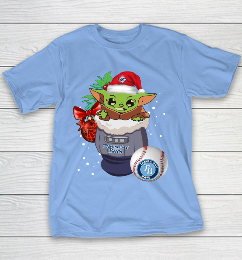 Tampa Bay Rays Christmas Baby Yoda Star Wars Funny Happy MLB Youth T-Shirt 10