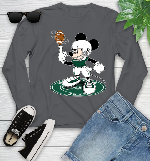 NFL Football New York Jets Cheerful Mickey Disney Shirt Youth Long Sleeve 8