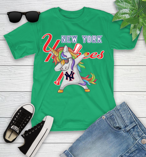 New York Yankees MLB Baseball Funny Unicorn Dabbing Sports Youth T-Shirt 6