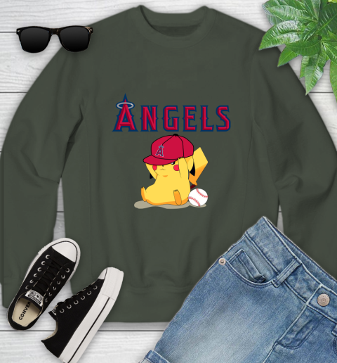 MLB Pikachu Baseball Sports Los Angeles Angels Youth Sweatshirt 10