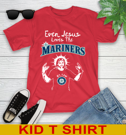 Seattle Mariners MLB Baseball Even Jesus Loves The Mariners Shirt Youth T-Shirt 11