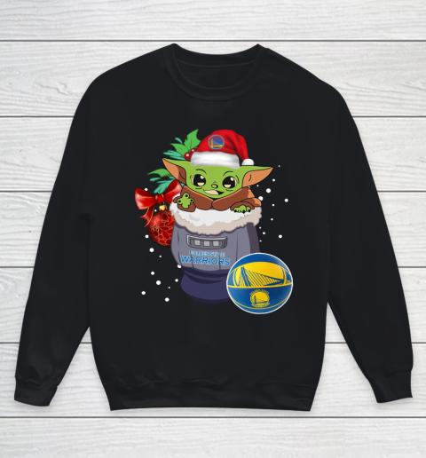 Golden State Warriors Christmas Baby Yoda Star Wars Funny Happy NBA Youth Sweatshirt