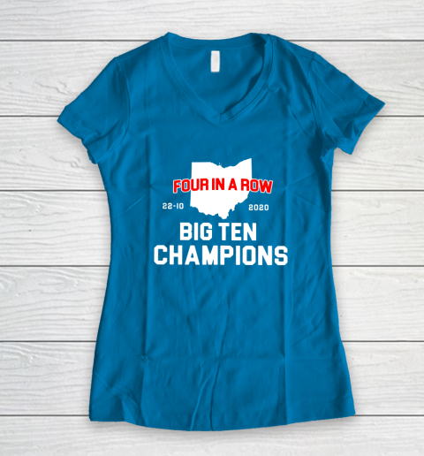 Big Ten Champions Four in a Row 2020 Women's V-Neck T-Shirt 5