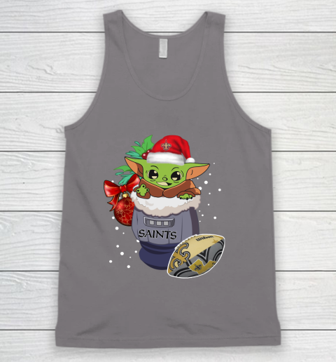 New Orleans Saints Christmas Baby Yoda Star Wars Funny Happy NFL Tank Top 7
