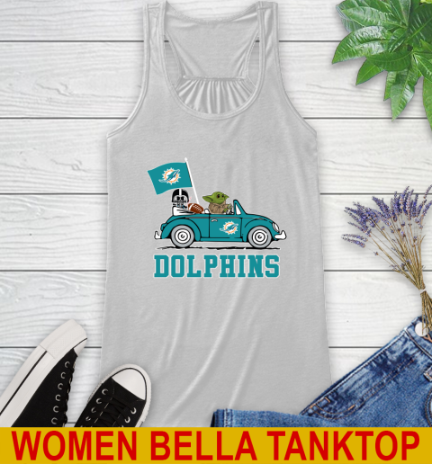 NFL Football Miami Dolphins Darth Vader Baby Yoda Driving Star Wars Shirt Racerback Tank