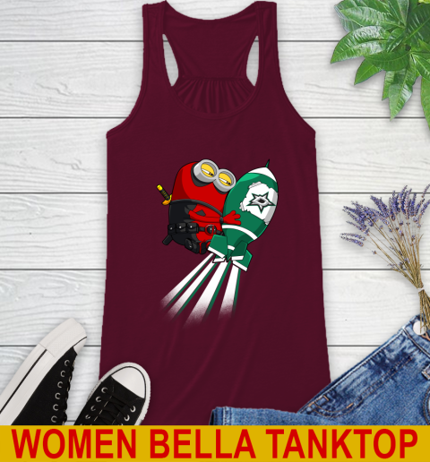 NHL Hockey Dallas Stars Deadpool Minion Marvel Shirt Racerback Tank 2