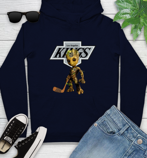 Los Angeles Kings NHL Hockey Groot Marvel Guardians Of The Galaxy Youth Hoodie 4
