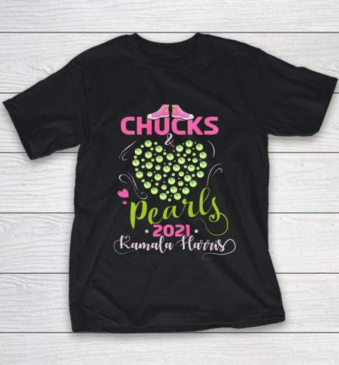 Kamala Harris Chucks and Pearls 2021 Pink and Green Youth T-Shirt