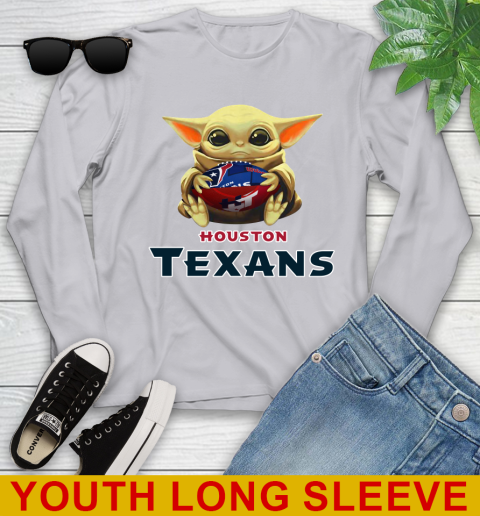 NFL Football Houston Texans Baby Yoda Star Wars Shirt Youth Long Sleeve 6