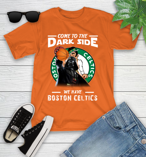 NBA Come To The Dark Side We Have Boston Celtics Star Wars Darth Vader Basketball Youth T-Shirt 9