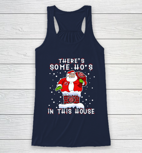 New Jersey Devils Christmas There Is Some Hos In This House Santa Stuck In The Chimney NHL Racerback Tank 8