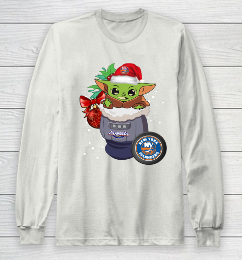 New York Islanders Christmas Baby Yoda Star Wars Funny Happy NHL Long Sleeve T-Shirt 12