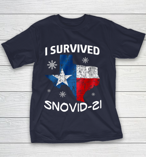Snowstorm Texas 2021 I Survived Snovid 21 Snow Ice Outage Youth T-Shirt 2