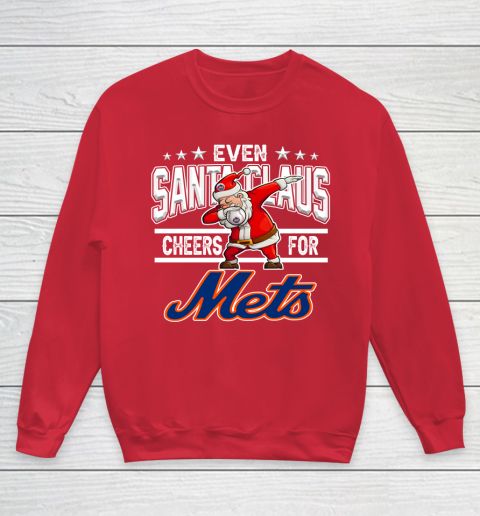 New York Mets Even Santa Claus Cheers For Christmas MLB Youth Sweatshirt 7